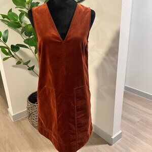 Banana Republic Y2K Womens XS Rust School Girl V-Neck Mini Corduroy Dress